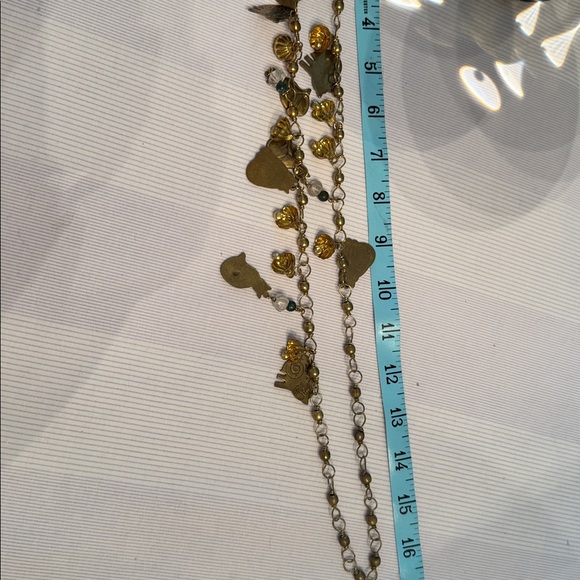 CATS brass ,clear &  green beads BELLS Necklace 🐈‍⬛ - Picture 5 of 6